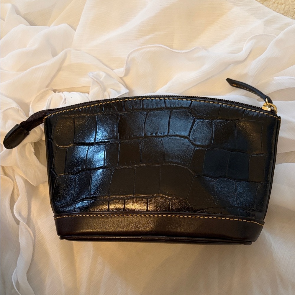 Dooney & Bourke Black Croc-Embossed Leather Pouch - Picture 13 of 17